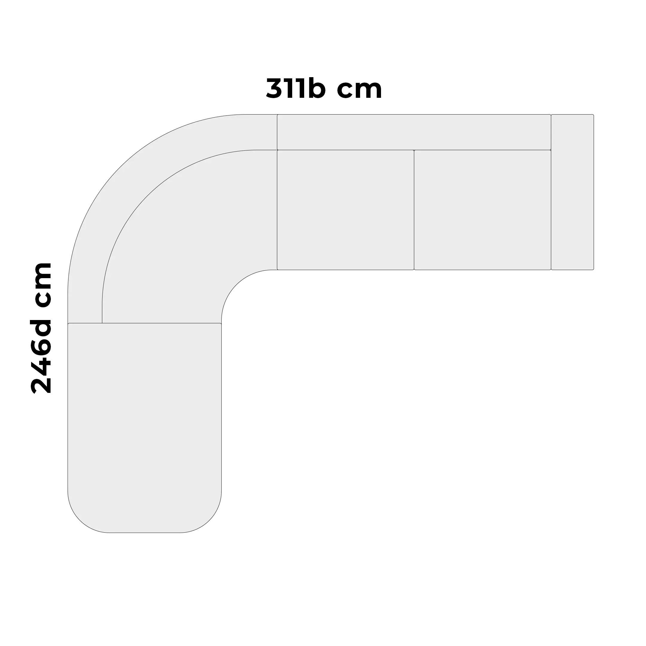 Bella 2-zits L+Ottomaan Rond Links