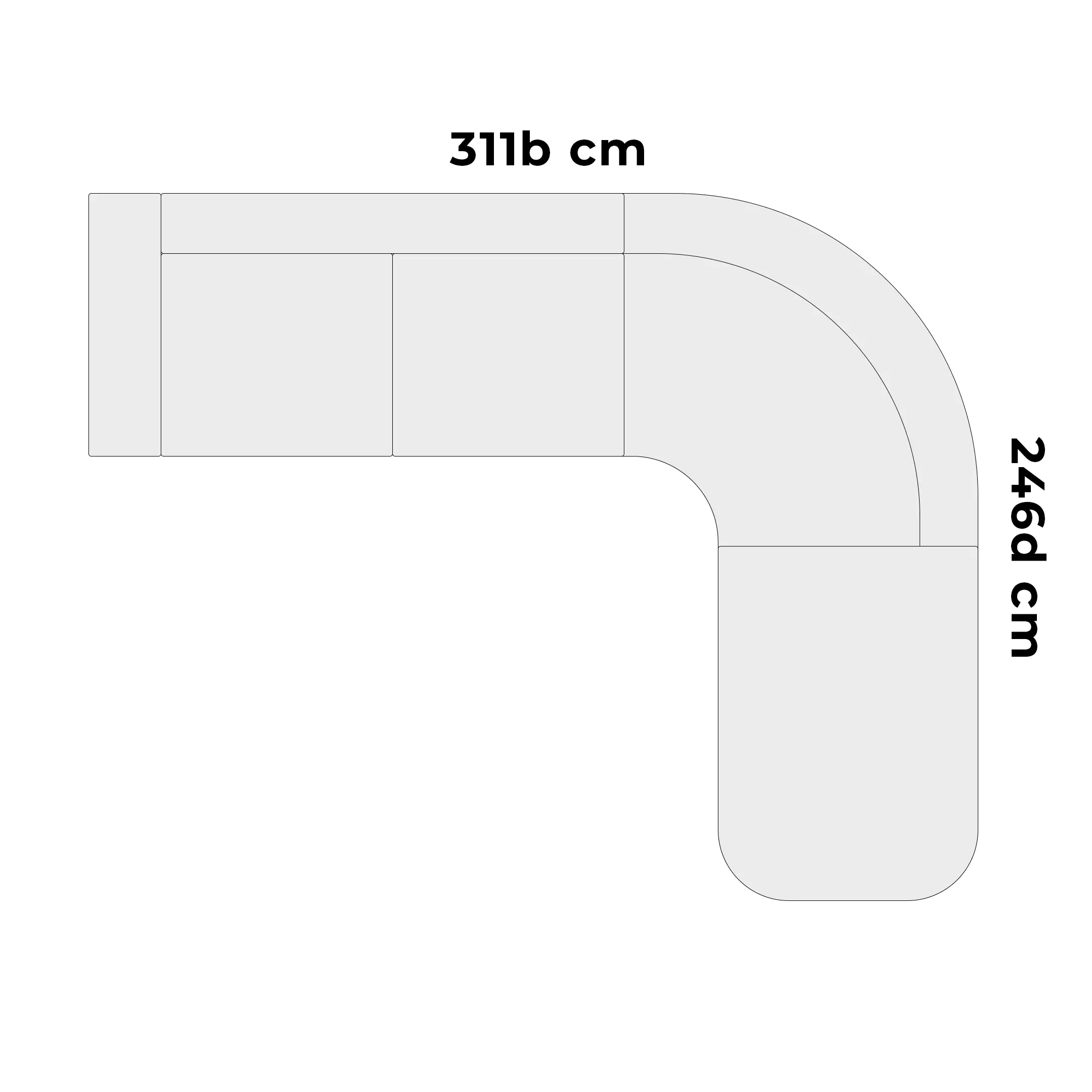 Bella 2-zits L+Ottomaan Rond Rechts