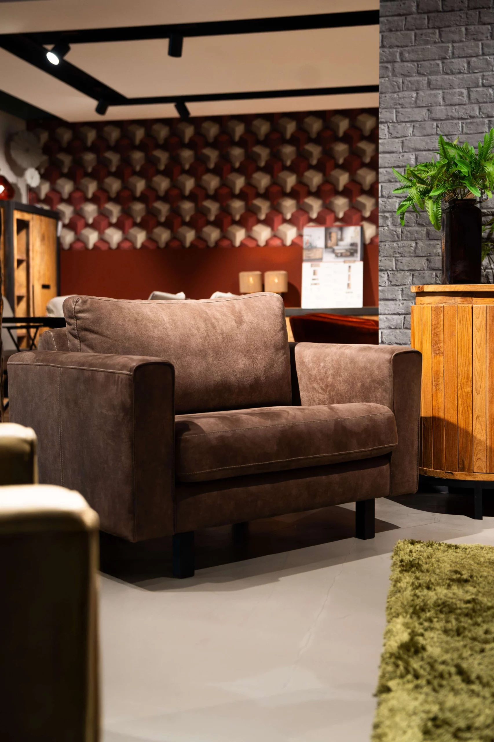 Brede antraciete fauteuil